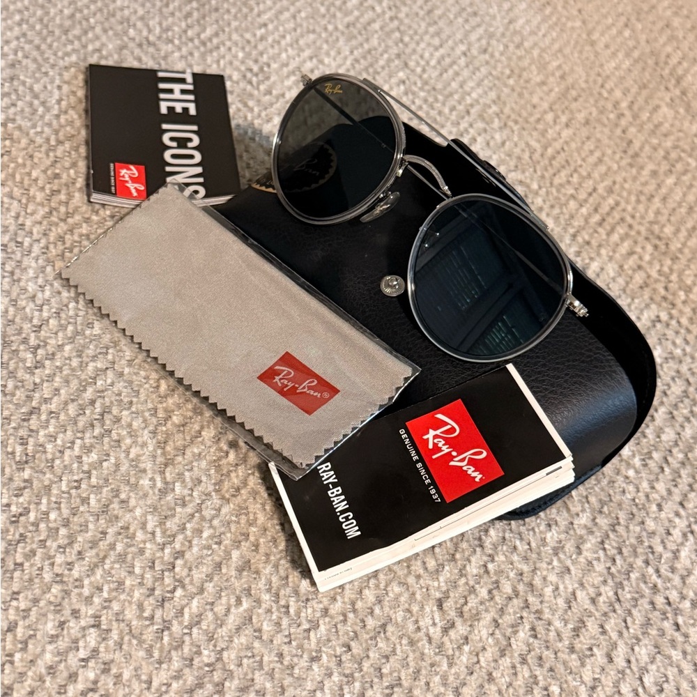 Ray-Ban Silver Frame Double Round Bridge Sunglasses